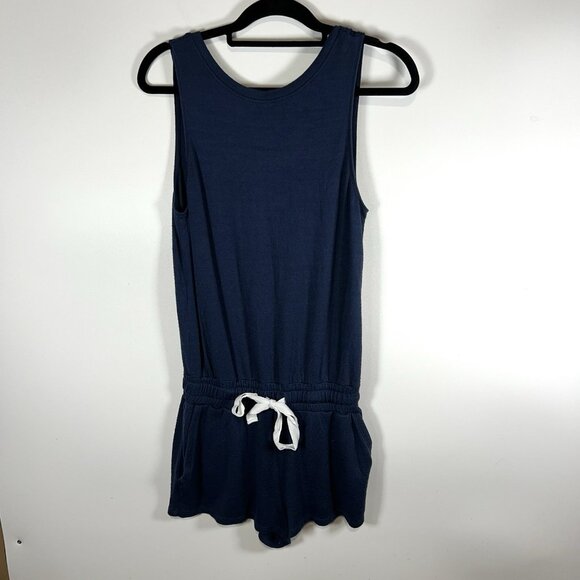 Wilfred Free Womens Knit Lounge Romper Short Blue Drawstring Size Small‎ Casual - Picture 1 of 10